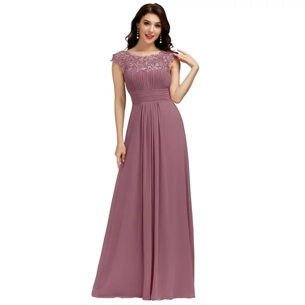 Ever-Pretty Women's Elegant Long Lace Neckline Bridesmaid Dresses 09993 Orchid US14 - Walmart.com | Walmart (US)