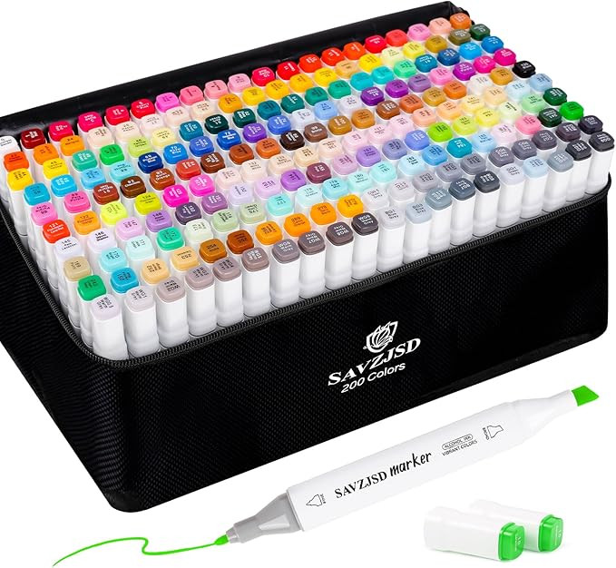 200 Colors Alcohol Markers, Alcohol Markers Set for Adults, Artists in Coloring, Sketching & Draw... | Amazon (US)