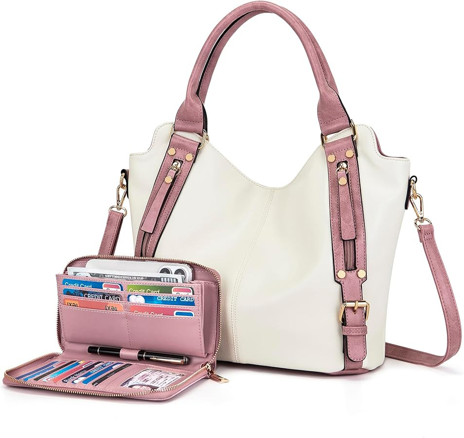 Crossbody Bags for Women Large Hobo Purse PU Leather Shoulder Handbag Ladies Tote Wallet Set 2PCS | Amazon (US)