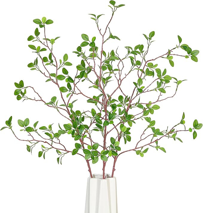Floweroyal 3pcs Artificial Greenery Stems 43.3" Faux Branches for Vase Filler Fake Ficus Twig Pla... | Amazon (US)