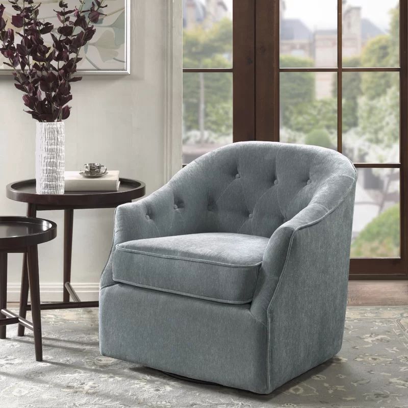 Cadmus 30.3'' Wide Tufted Velvet Swivel Armchair | Wayfair North America