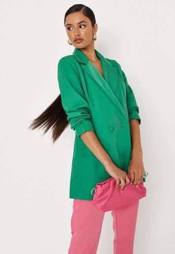 Green Tailored Longline Blazer | Missguided (UK & IE)