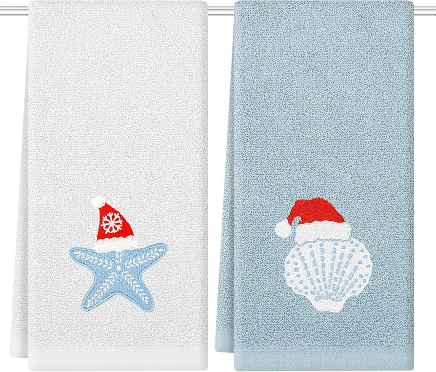 Coastal Christmas Decor Beach Hand Towels 13x29 Inch Dish Towels Drying Kitchen Towels Home Bathr... | Amazon (US)