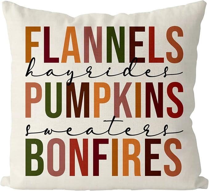 GAGEC Fall Pillow Covers 18x18 Inch Flannels Pumpkins Bonfires Autumn Harvest Holiday Pillows Cas... | Amazon (US)