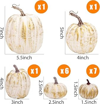 DomeStar 16PCS Golden Artificial Pumpkins, Assorted Fake Pumpkins Fall Harvest Pumpkins Small Fau... | Amazon (US)