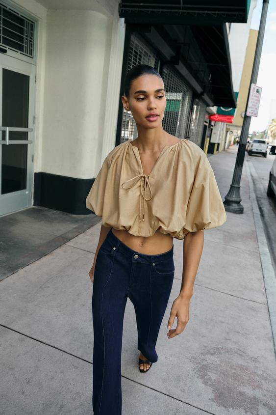 BALLOON POPLIN TOP | Zara US