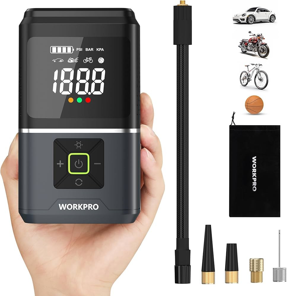 WORKPRO Tire Inflator Portable Air Compressor-7.2V Portable Air Pump for Car Tires with 5000mAh B... | Amazon (US)