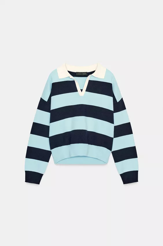 STRIPED KNIT POLO | Zara Canada