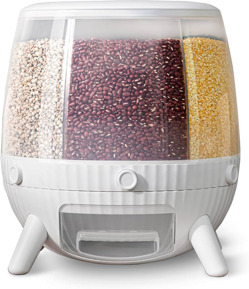 Amazon.com: Grain Dispenser Storage Container 360° rotating food container rice One-Click Output... | Amazon (US)
