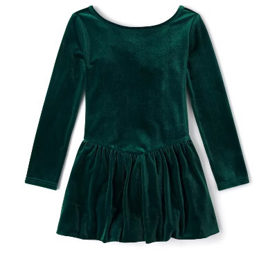 The Children's Place Girls Long Sleeve Velour Bubble Dress Green XXL (16) | Target