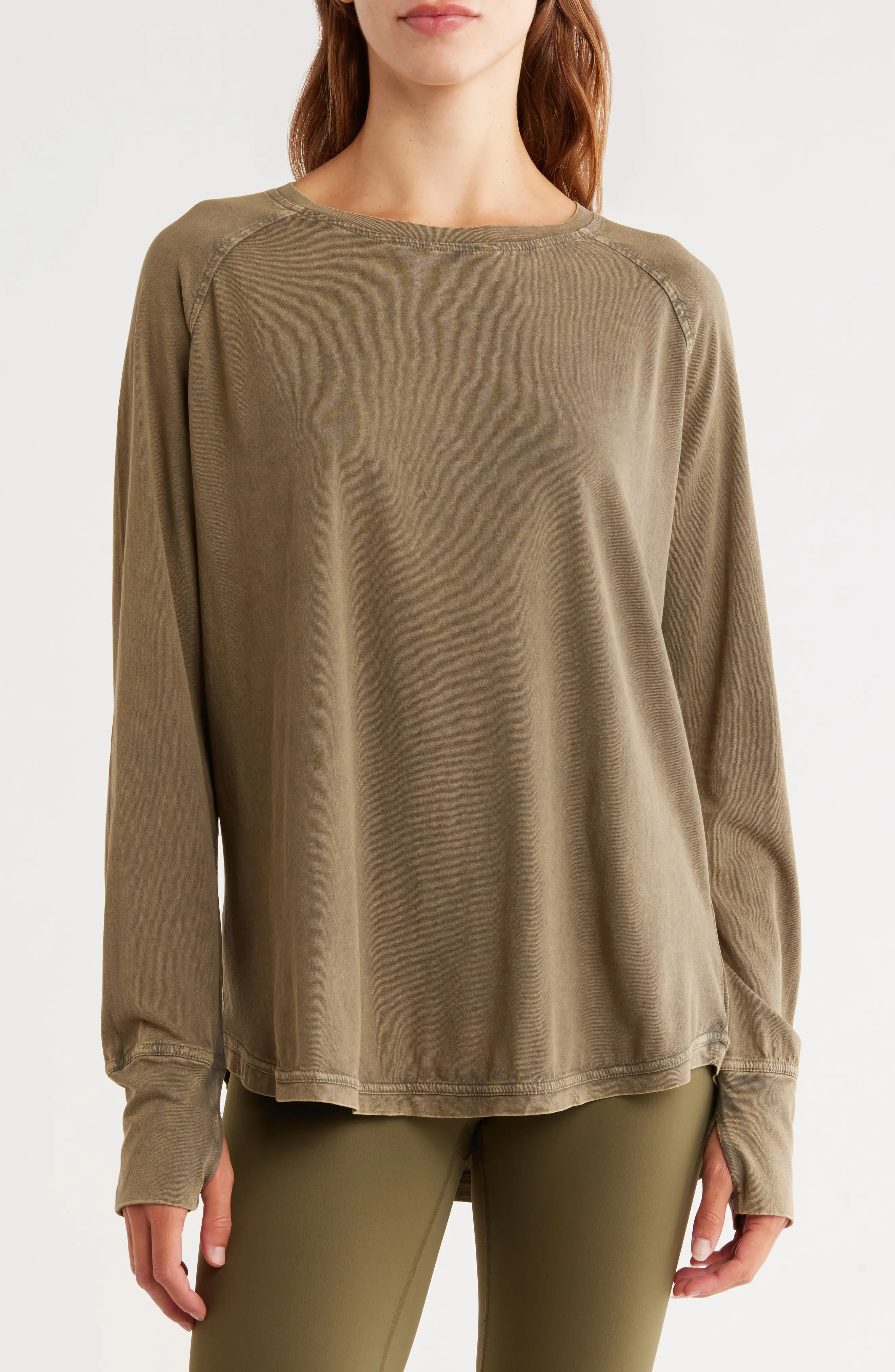Z by Zella Vintage Wash Relaxed Long Sleeve 2.0 Tee (Women) | Nordstromrack | Nordstrom Rack