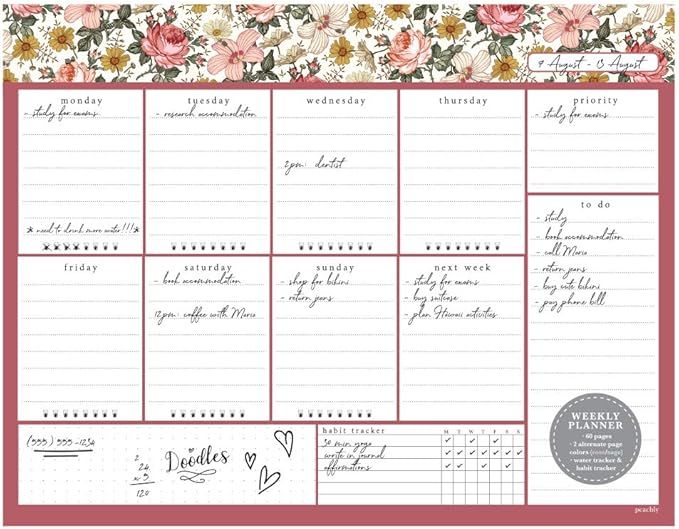 Desktop Weekly Planner Notepad 8.5x11 | 60 Undated Tear-Off Pages | Schedule Daily to-Do Lists | ... | Amazon (US)