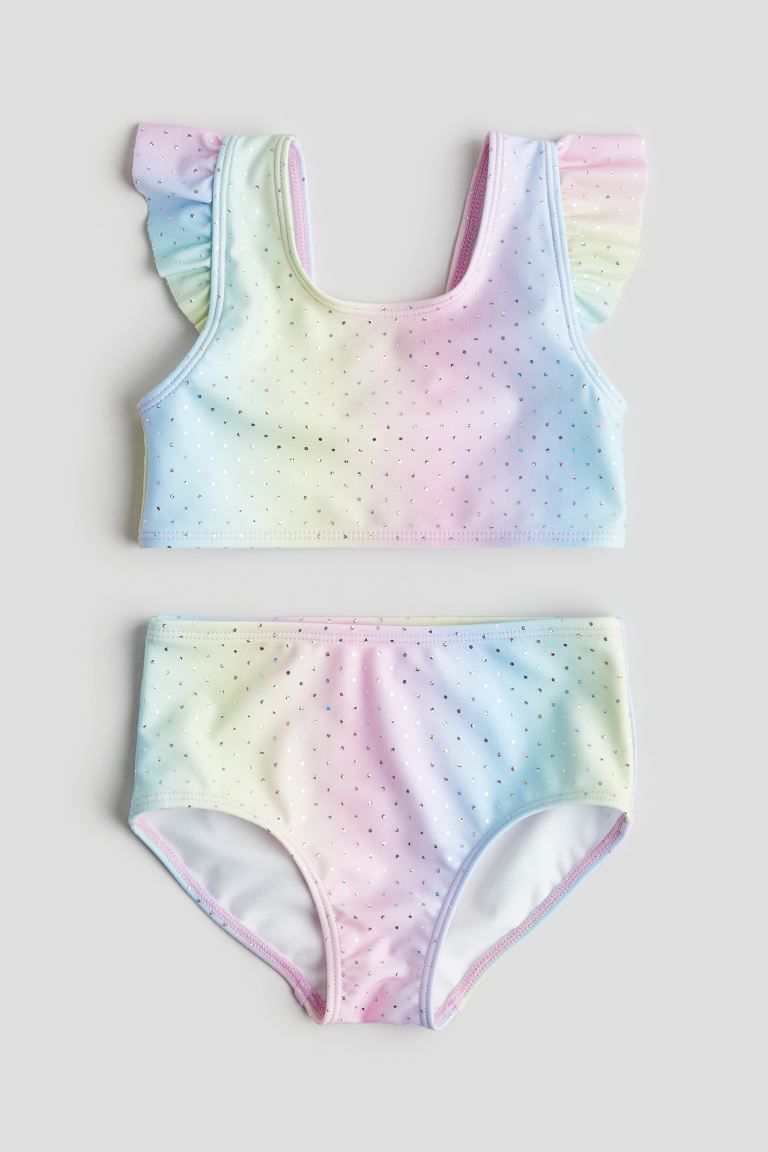 Flutter-sleeved 2-piece Swimsuit - Light pink/light blue - Kids | H&M US | H&M (US + CA)