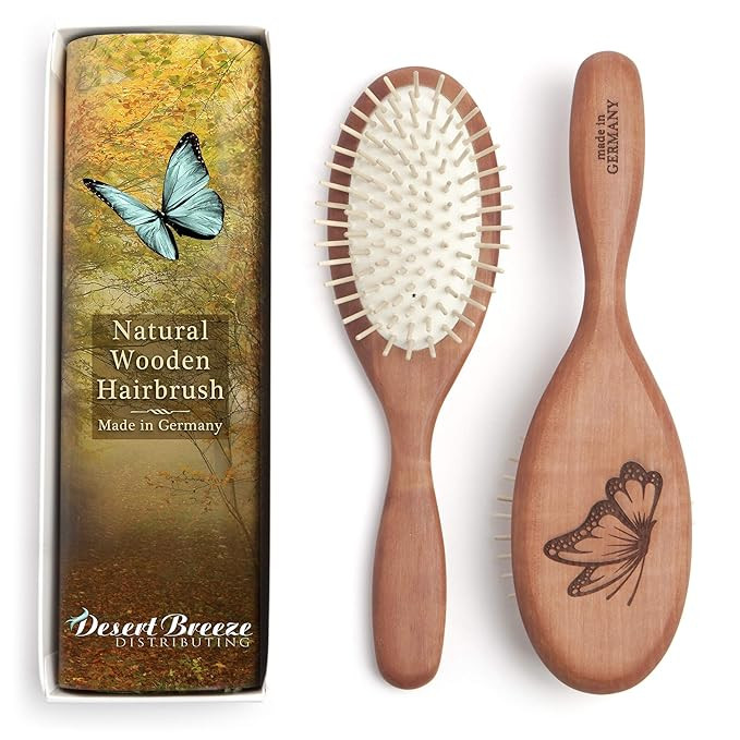 Natural Wood Bristle Hair Brush, Gentle Massage, Pear Wood Handle, Made in Germany, Model PWW, Fo... | Amazon (US)