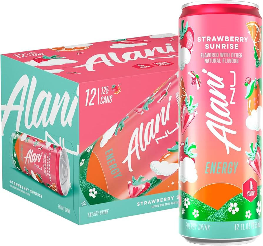 Alani Nu STRAWBERRY SUNRISE Sugar Free, Low Calorie Energy Drinks, 200mg Caffeine, Biotin B Vitam... | Amazon (US)