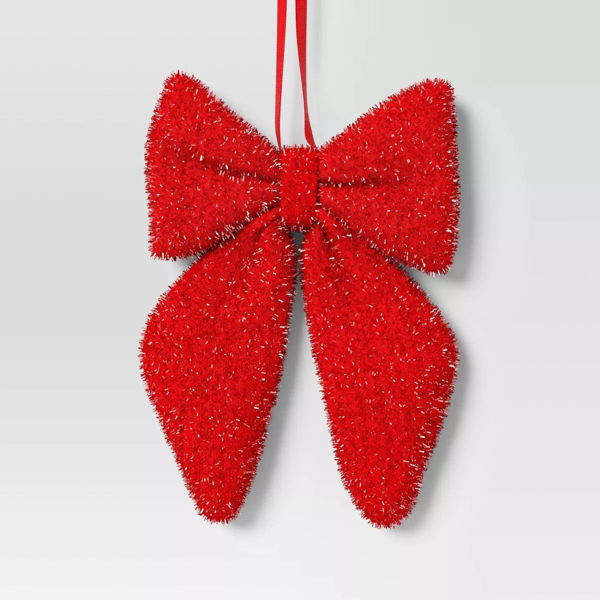 6.5" Christmas Tinsel Bow Ornament Red - Wondershop™ | Target