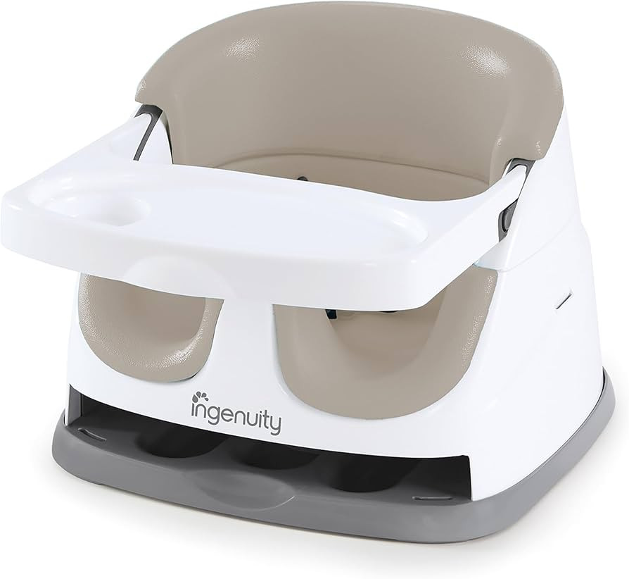 Ingenuity Baby Base 2-in-1 Booster Feeding and Floor Seat with Self-Storing Tray - Cashmere | Amazon (US)