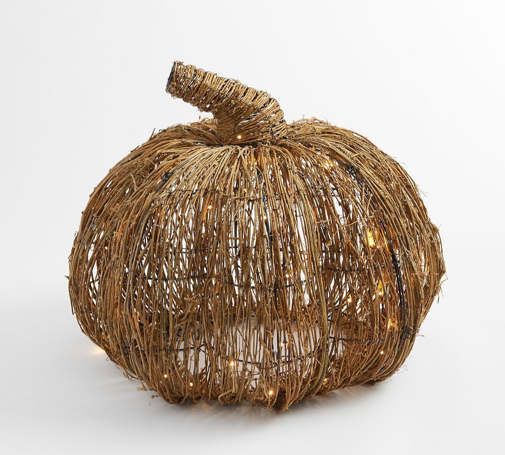 Lit Woven Pumpkin | Pottery Barn (US)