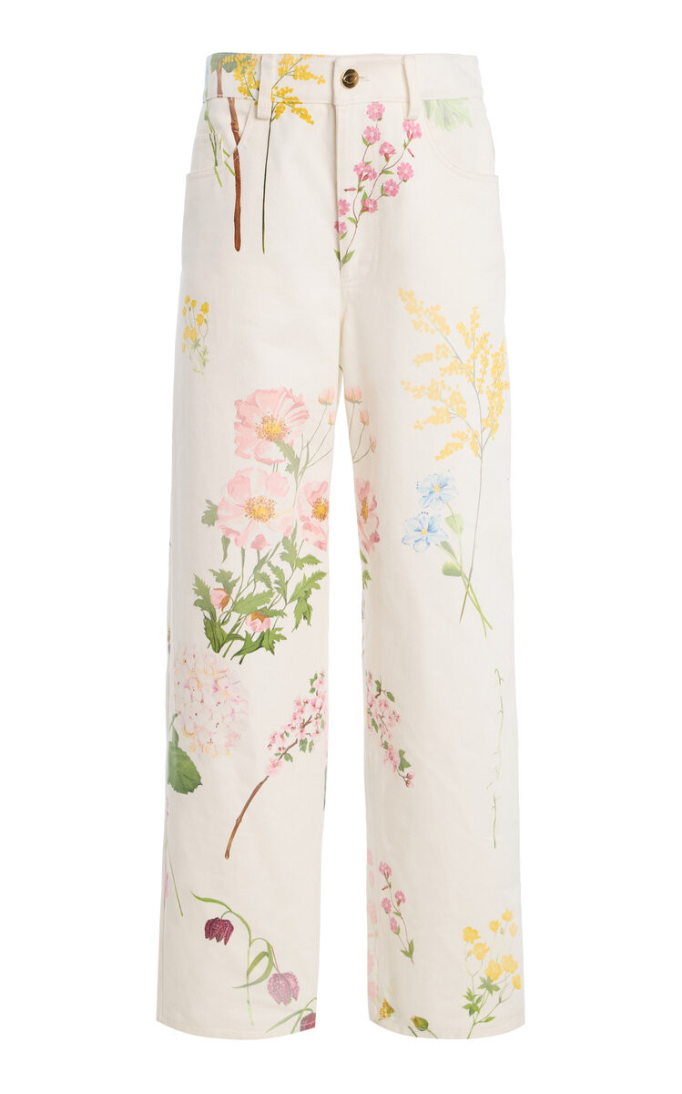Botanical Cotton-Denim Straight-Leg Pants | Moda Operandi (Global)
