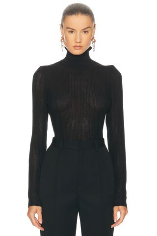 Ralph Lauren Collection Long Sleeve Turtleneck Top in Black - Black. Size M (also in ). | FWRD 