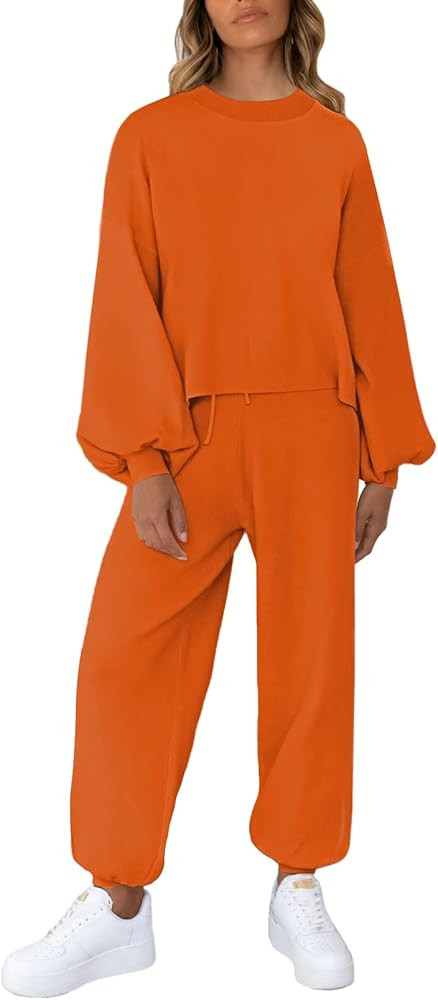 Viottiset Women's 2 Piece Outfits Sweatsuit Casual Knit Pullover Sweater Pajamas Lounge Set | Amazon (US)