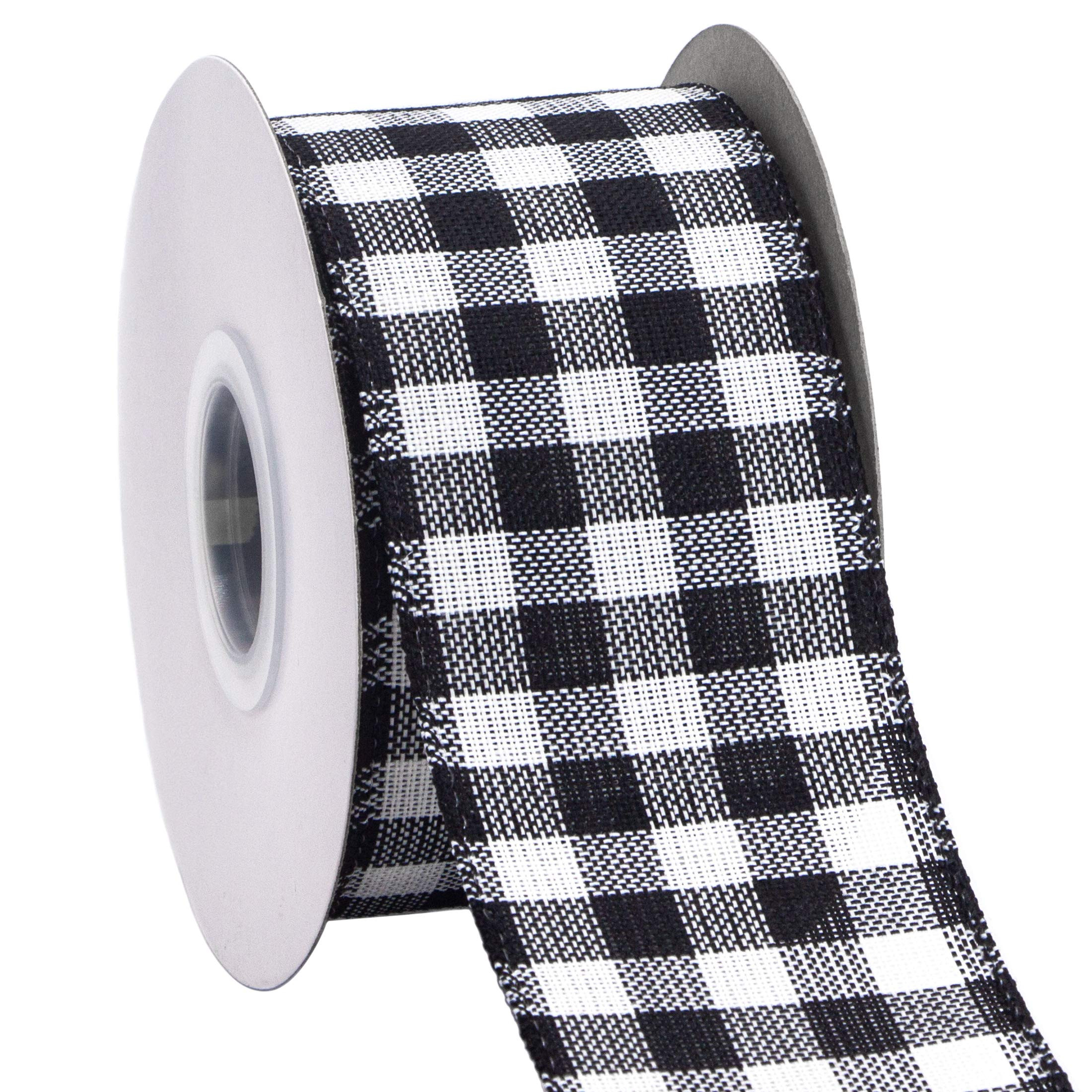Ribbli Black and White Wired Ribbon, Buffalo Plaid Ribbon 2-1/2 Inch x Continuous 10 Yard,Burlap ... | Amazon (US)