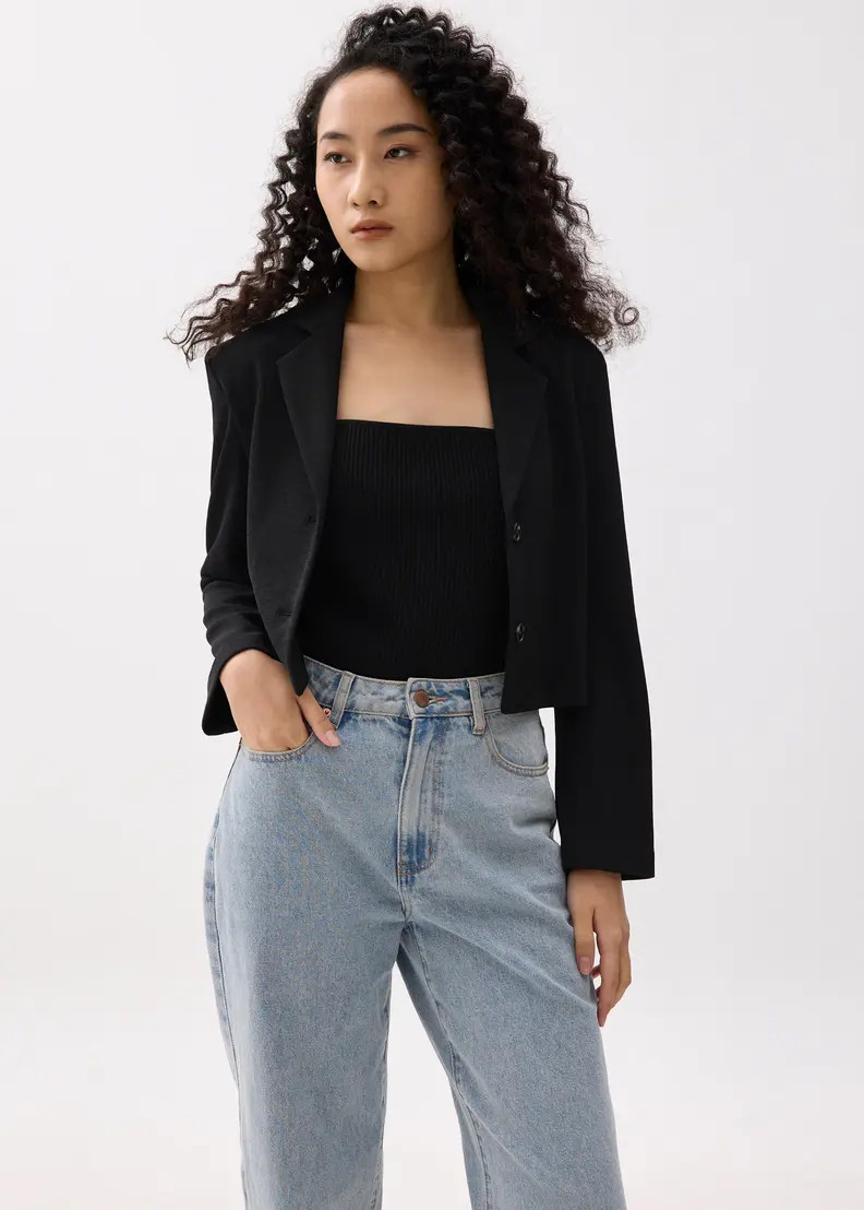 Alya Boxy Crop Blazer | Love, Bonito USA