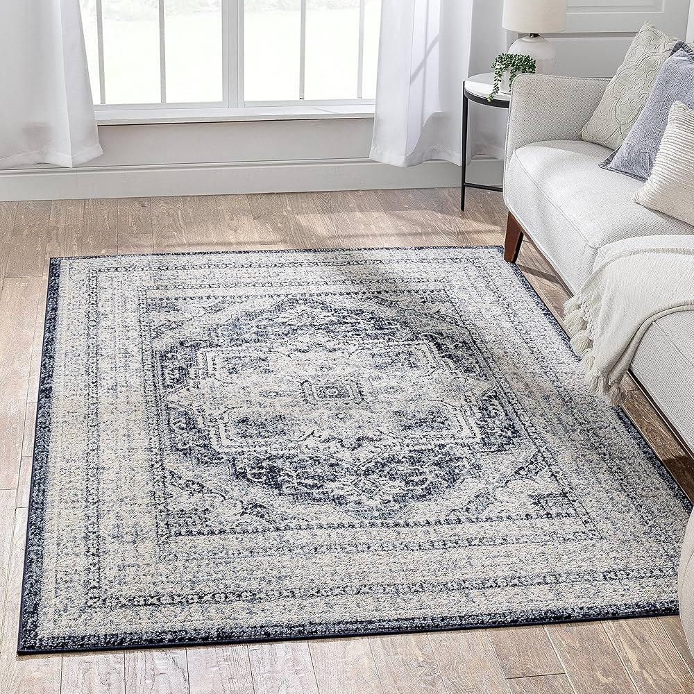 Well Woven Pezera Blue Medallion Area Rug 7'10" x 9'10" | Amazon (US)