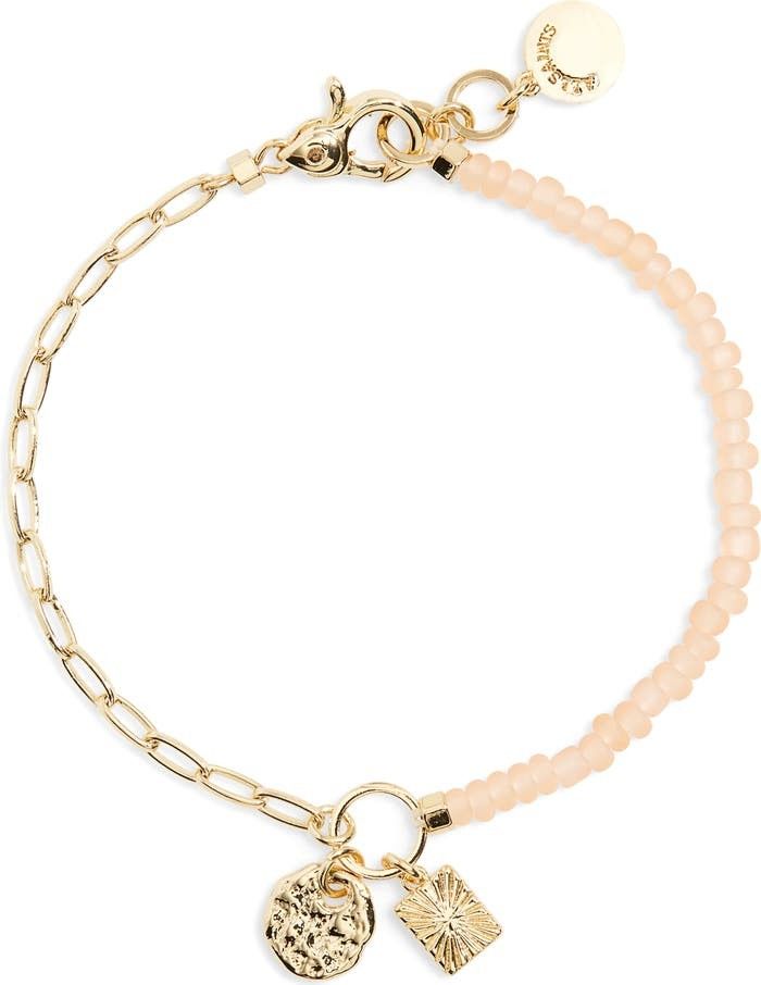 AllSaints Two-Charm Bead & Chain Bracelet Gold Bracelet Bracelets Summer Outfits Fall Outfits 2022 | Nordstrom
