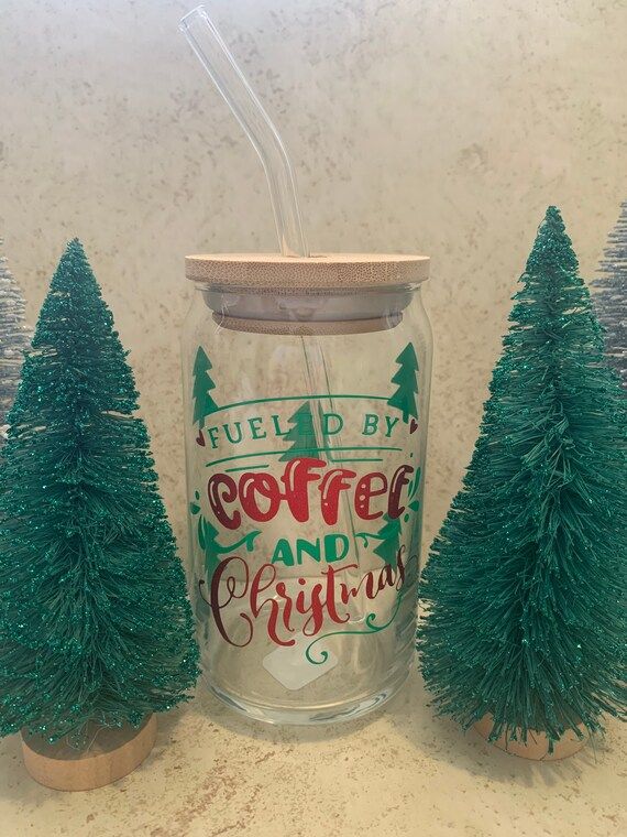 Fueled by Coffee and Christmas Beer Can Glass Bamboo Lid | Etsy | Etsy (US)