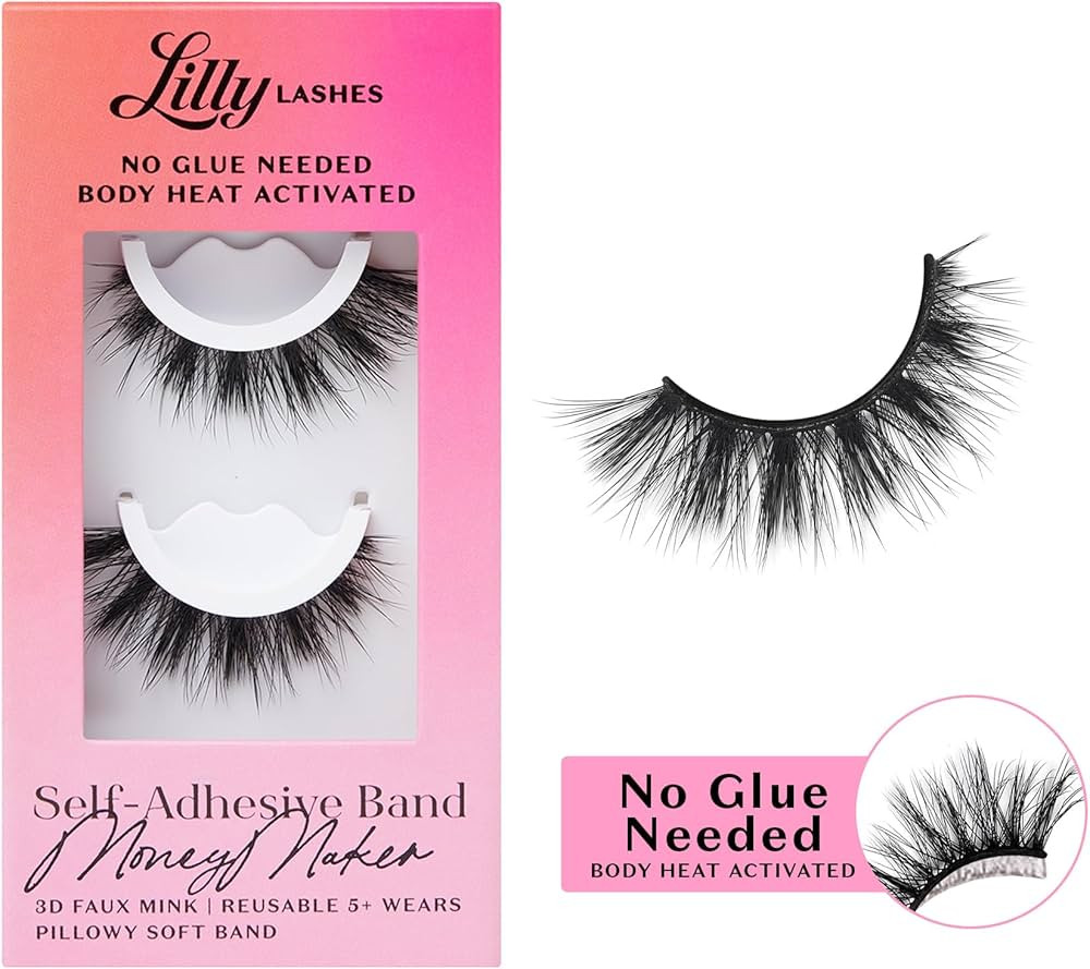 Lilly Lashes 3D Self Adhesive Eyelashes, No Lash Glue Needed, Body Heat Activated Press on Lashes... | Amazon (US)