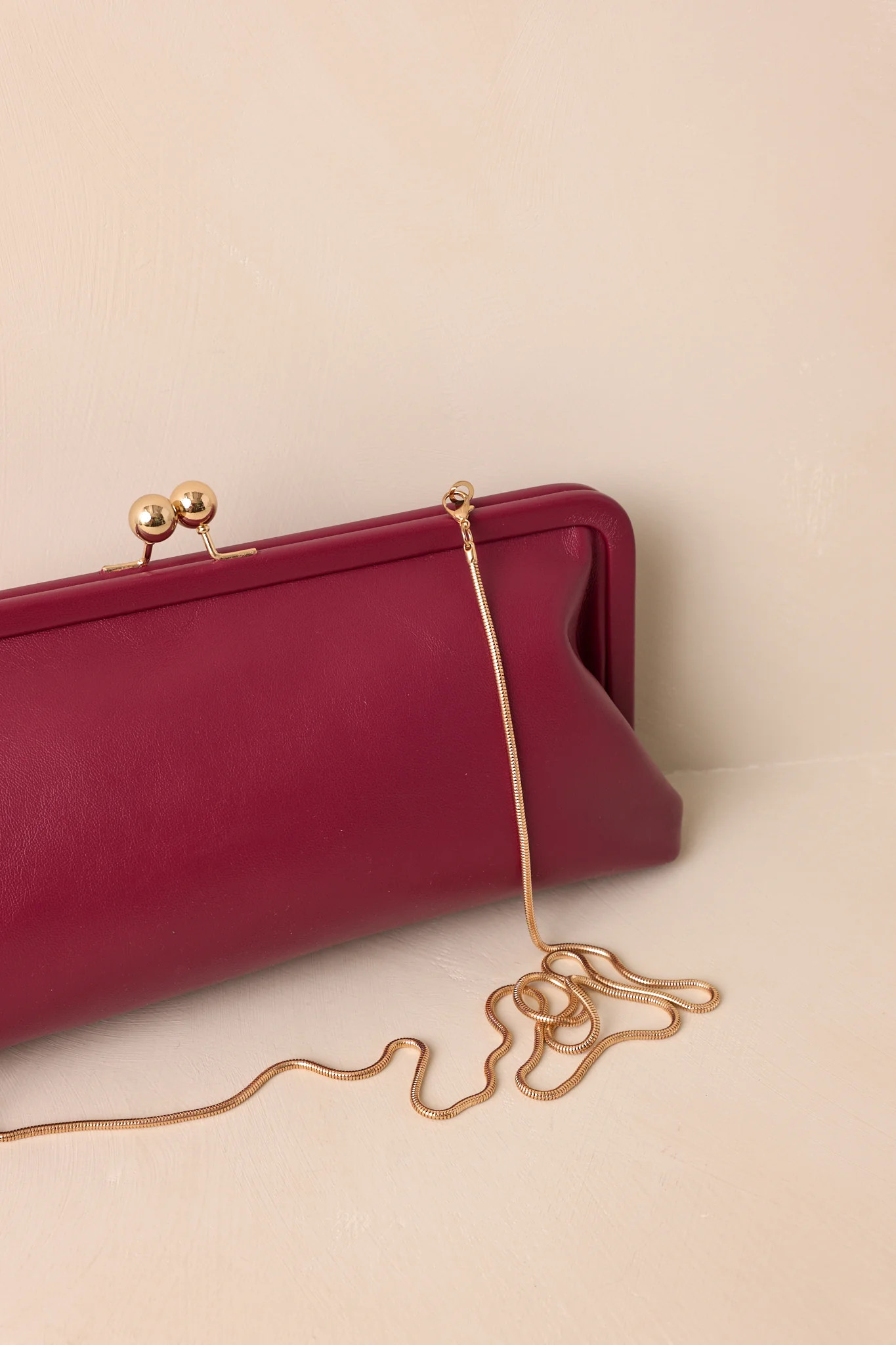 In Case You Missed It Burgundy Faux Leather Clutch Handbag | Red Dress