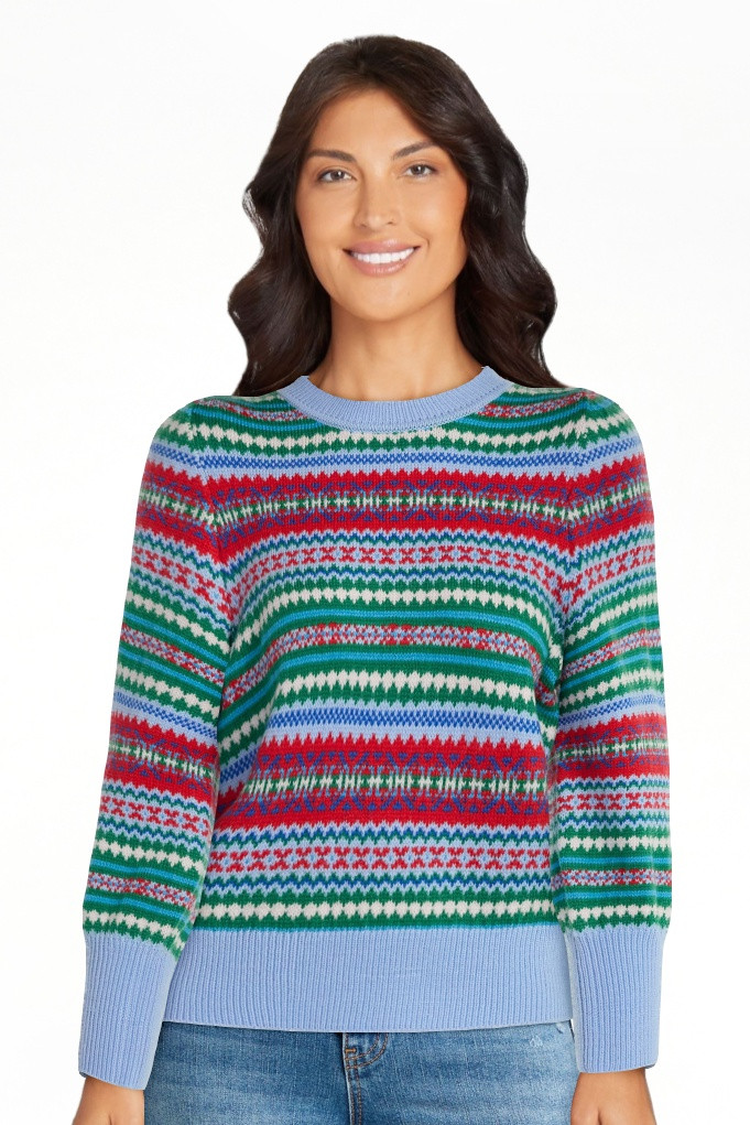 Free Assembly Women's and Women’s Plus Fair Isle Pullover Sweater with Tall Cuffs, Midweight, S... | Walmart (US)