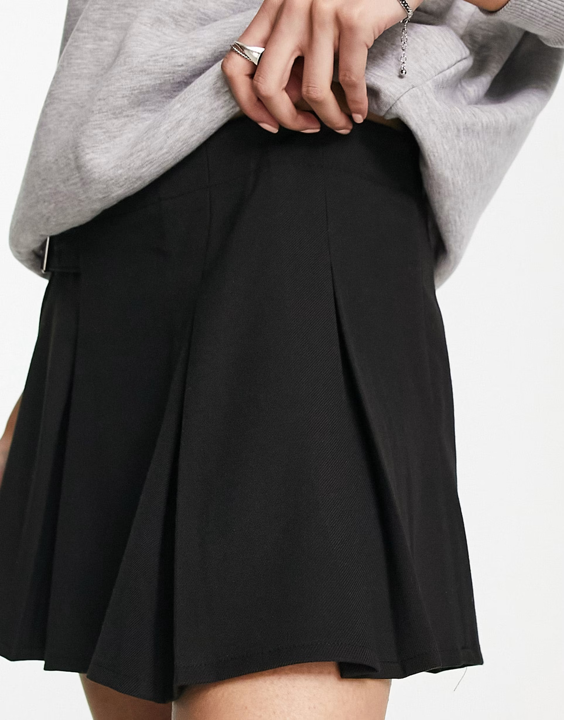 Pull&Bear pleated ultra mini skirt in black | ASOS (Global)