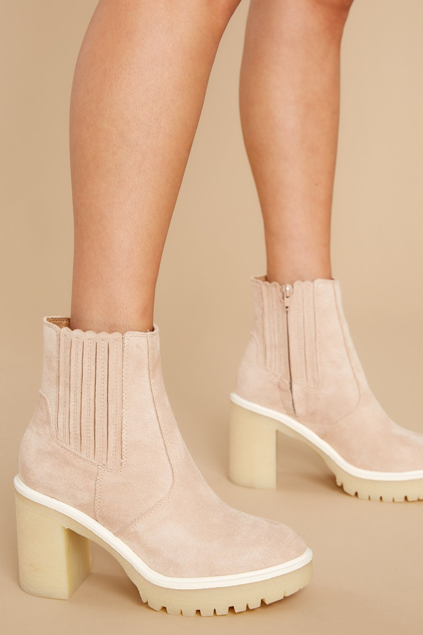 No Missteps Beige Suede Ankle Booties | Red Dress 