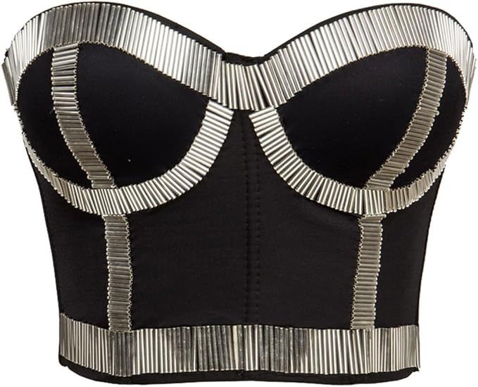 Alivila.Y Fashion Womens Rhinestone Punk Goth Bra Clubwear Corset Top | Amazon (US)