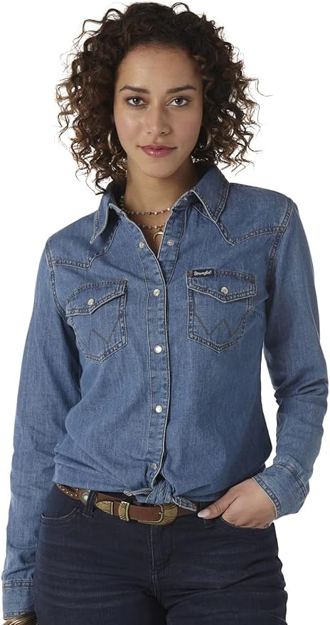 Wrangler Women's Denim Snap Shirt | Amazon (US)