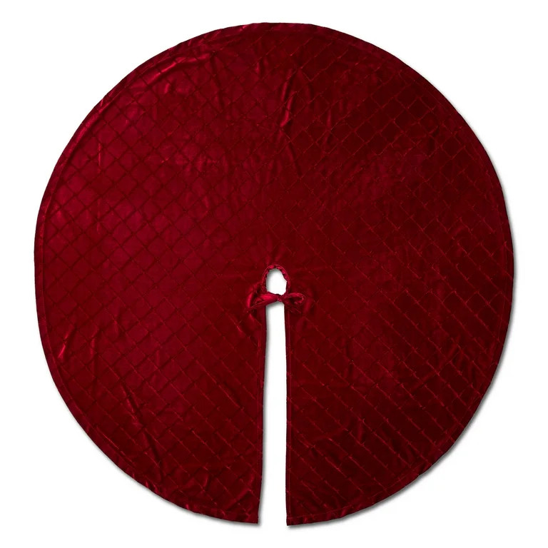 Embossed Velvet Christmas Tree Skirt, Red, 48", by Holiday Time | Walmart (US)