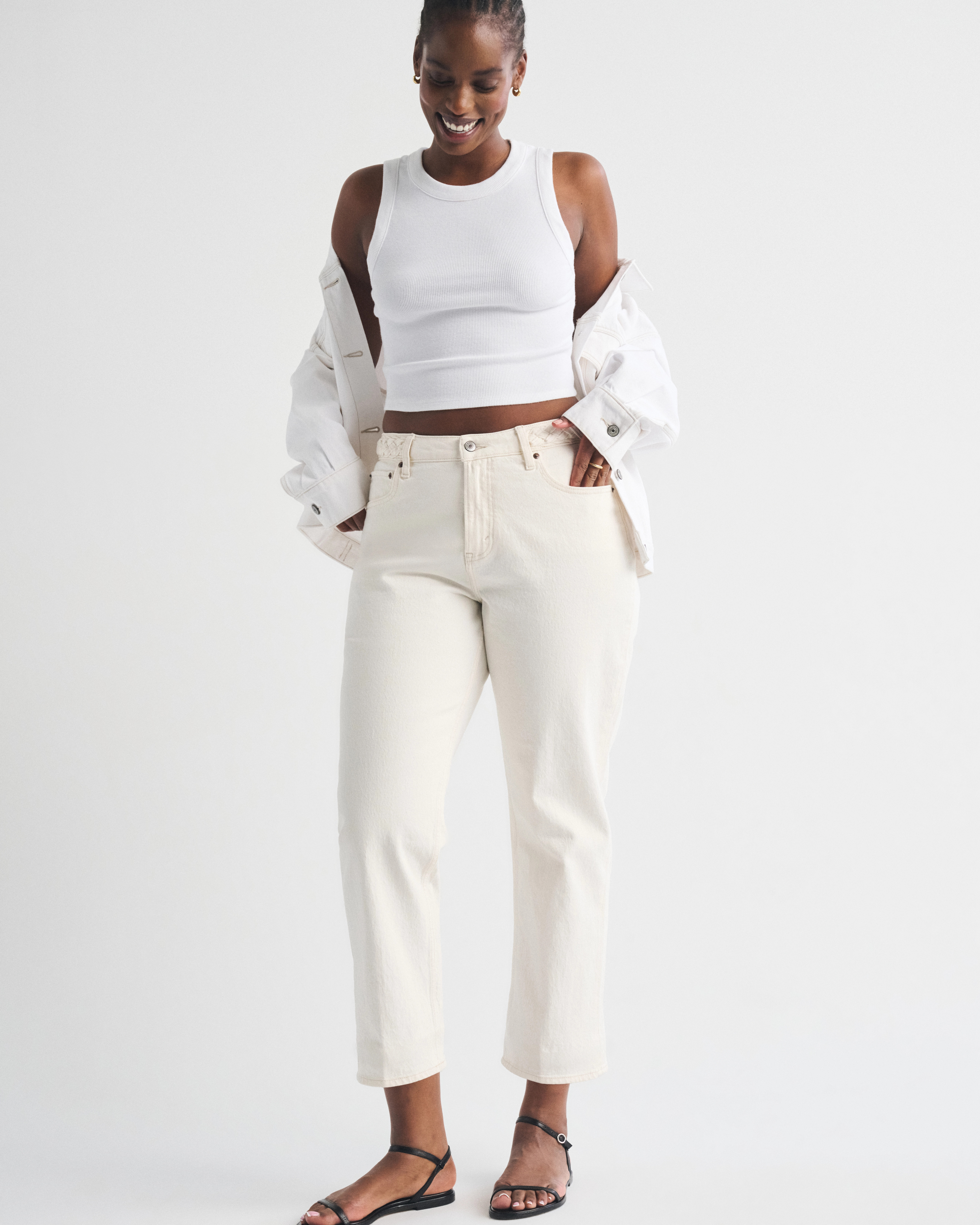 Curve Love High Rise 90s Cropped Straight Jean | Abercrombie & Fitch (UK)