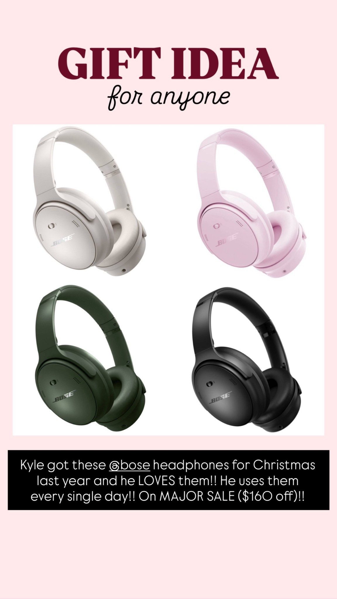 Gift idea for anyone 
Bose wireless Bluetooth headphones 

#LTKSaleAlert #LTKCyberWeek #LTKGiftGuide