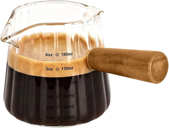 Adorever Espresso Cups 6 OZ, Double Spout Espresso Shot Glass with Wooden Handle, Clear Glass Mea... | Amazon (US)
