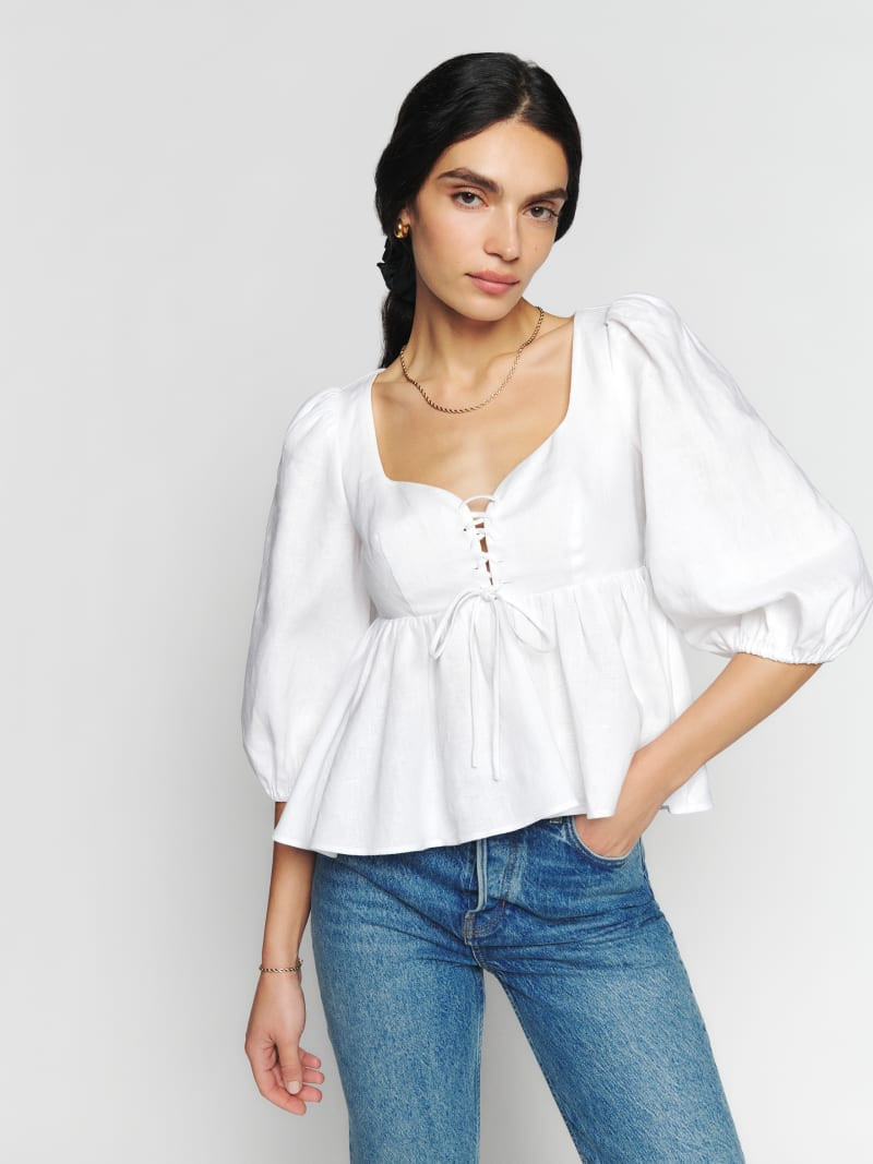 Abigail Linen Top | Reformation (Global)