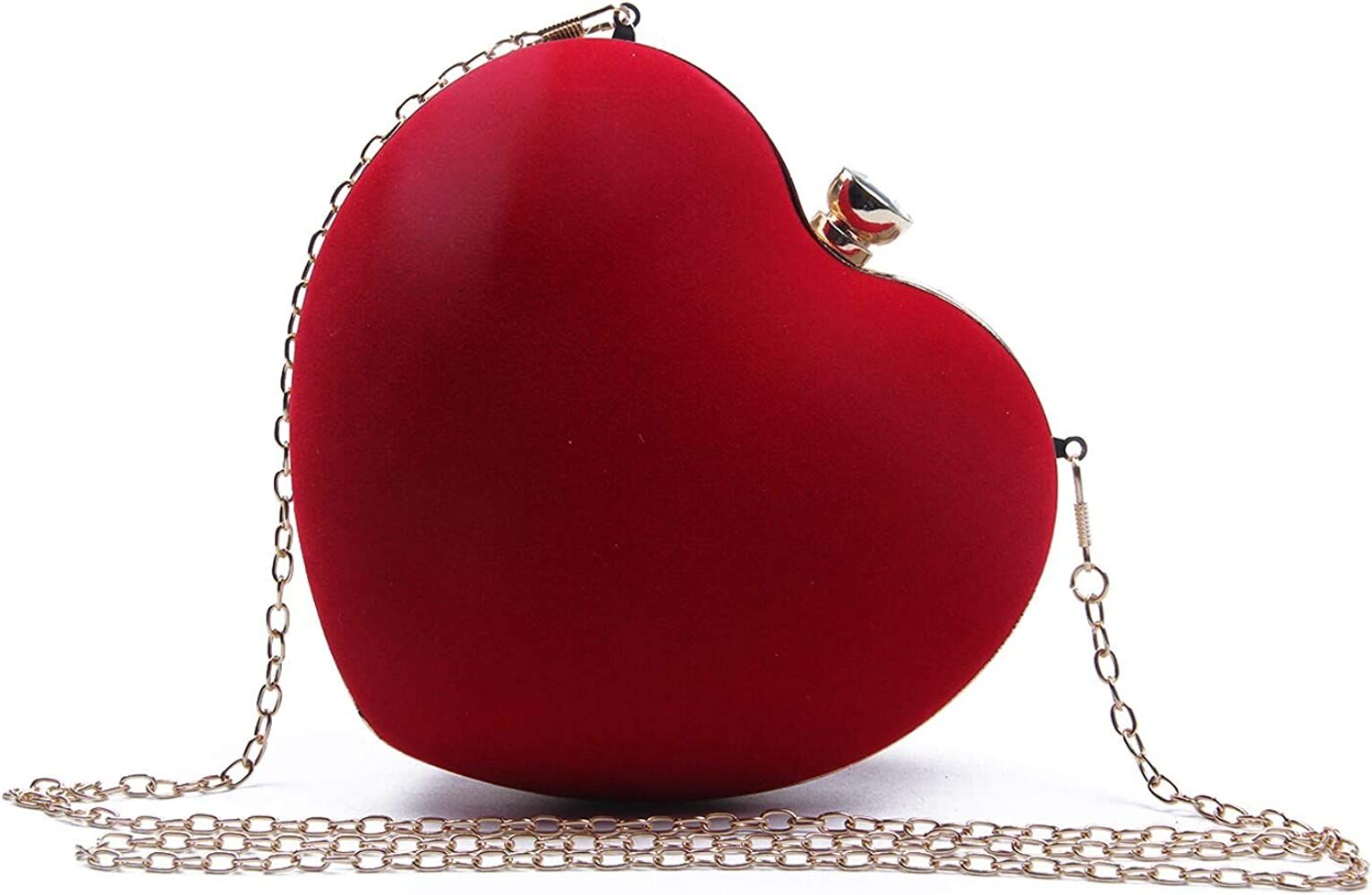 SUKUTU Womens Heart Shape Evening Bag Purse Velvet Party Tote Mini Handbag Clutch Chain Clear Sho... | Amazon (US)