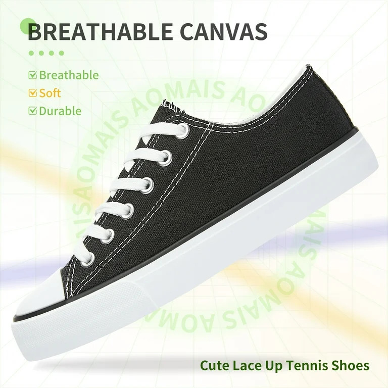 AOMAIS Womens Canvas Fashion Sneakers Classic Low Top Fabric Shoes Casual Walking Canvas Flats Cu... | Walmart (US)