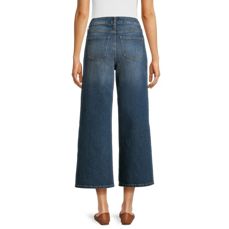 Time and Tru Women's High Rise Wide Leg Cropped Jeans, 26" Inseam, Sizes 2-20 | Walmart (US)