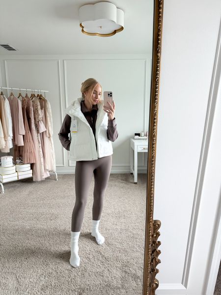 Love this look from Lululemon for a cooler day. I paired the Winder Puff Cropped Vest over half zip sweater with my favorite leggings and added some cozy socks to complete the look  

#LTKfitness #LTKstyletip #LTKSeasonal