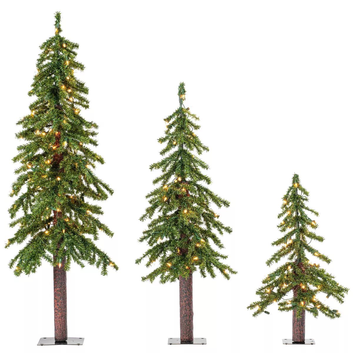 Vickerman 2', 3', and 4' Natural Triple Alpine Artificial Christmas Tree set, 633 PVC tips,185 cl... | Target