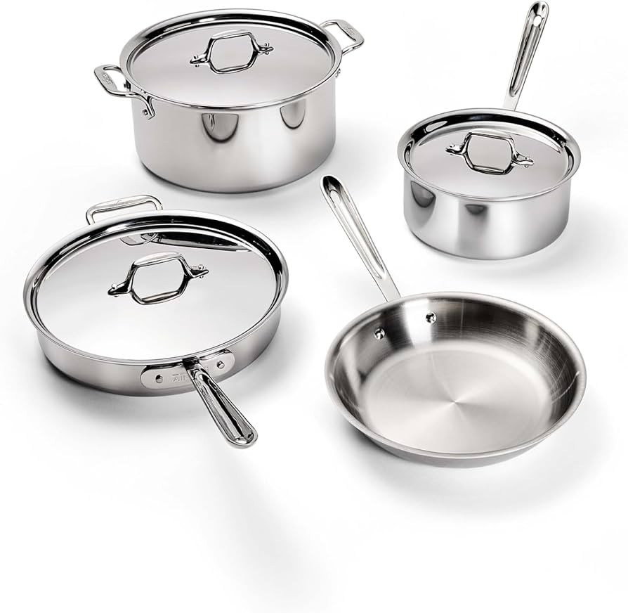 All-Clad D3\u00ae Stainless Steel Cookware Set, 7-Piece, Made in the USA | Amazon (US)