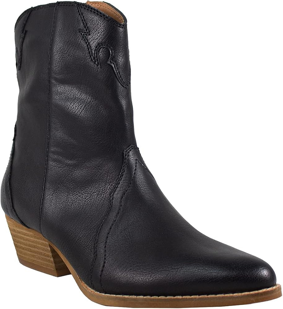 ARiderGirl Hala Women's Western Booties Side Zipper Pointed Toe Stacked Heel Ankle Boots | Amazon (US)