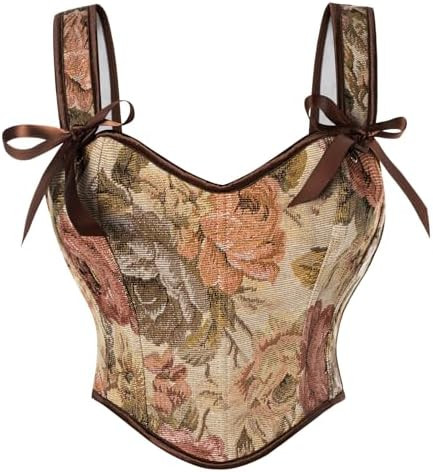 SCARLET DARKNESS Corset Tops for Women Sweetheart Neckline Floral Corset with Zipper Size 6-18 | Amazon (US)